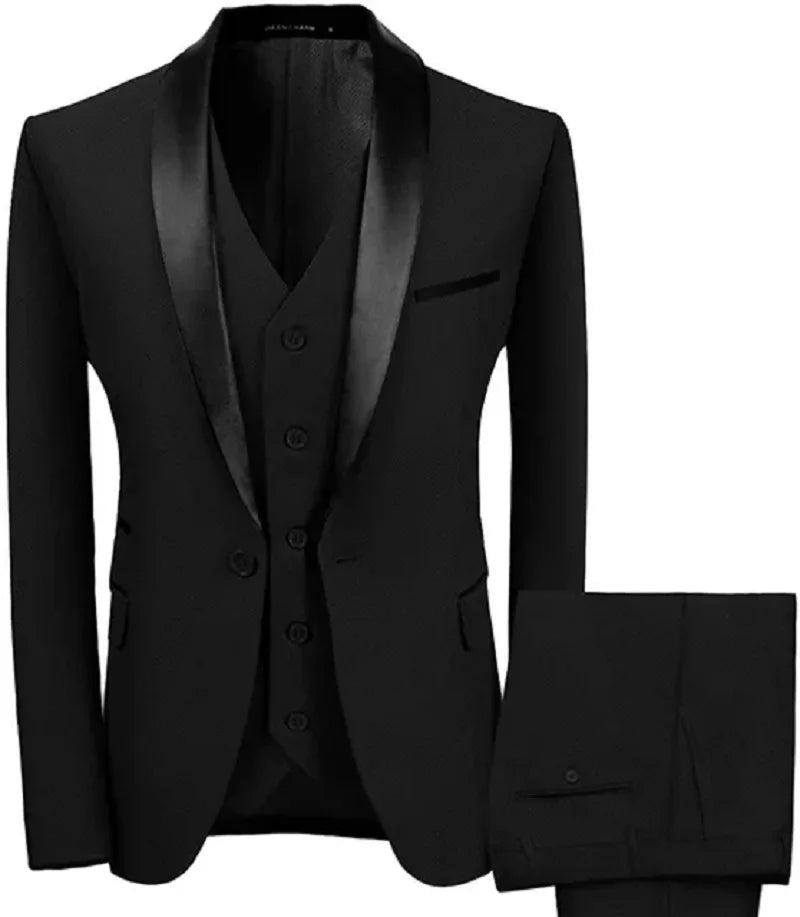 Fashion Colorful Black Lapel Wedding Men Suit Costume Homme Groom Tuxedo Prom Party 3 Pcs Slim Fit Men Blazer Terno Masculino