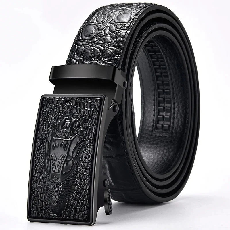 Genuine Leather Belt For Man Top Quality Luxury Famous Brand Male Belts Automatic Buckle Mens Crocodile Pattern Strap ZD2137