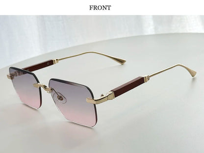 Rimless Sunglass Men Vintage 2025 Fashion Glasses Square Sunglasses Women Trendy And Fashionable Gafas De Sol Hombre Zonnebril