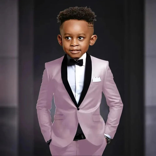 New Kids Suit Set 2 Pieces Jacket Pants Wedding Ring Bearer Outfit,Elegant Shawl Lapel Boys Suits Piano Performance Wear