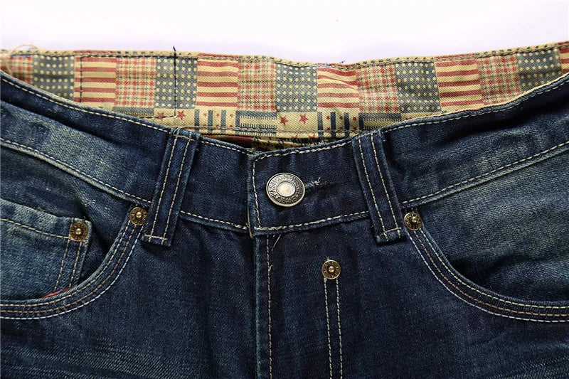 2026 New Men's Yellow Jeans, Blue Stretch Biker Trousers, Broken Hole Jeans, Fashion Popular Men Denim Pants Big Size 29-42