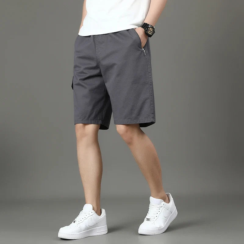 Summer new men's work shorts pocket zip trend versatile casual trousers five work trousers