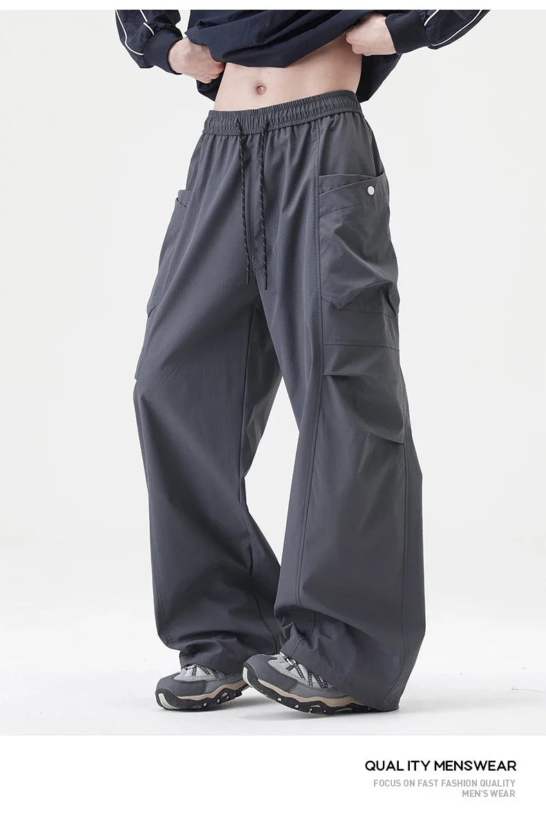 Male Hiking Pants Outdoor Waterproof Windproof Camping Cycling Trousers Autumn Spring Elastic Waist Climbing Travel Casual Pants