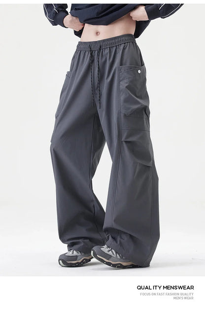 Male Hiking Pants Outdoor Waterproof Windproof Camping Cycling Trousers Autumn Spring Elastic Waist Climbing Travel Casual Pants