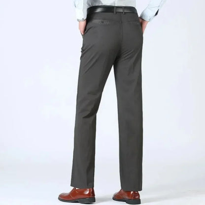 Summer Thin Pants 100% Cotton Men's Autumn Thick Suit Pant Slacks High Waist Straight Loose Bland Solid Business Casual Pants