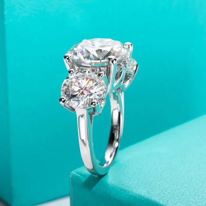 11cttw D Color Moissanite Diamond Luxurious Engagement 925 Sterling Silver Ring For Women 3 Stone Ring Customs Jewelry