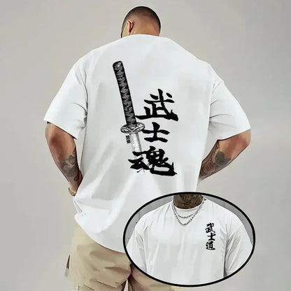 Japan Bushido Print T-shirt for Man 2026 Spring Summer Daily Casual Fashion Short Sleeve Top Male Home Outdoor Comfort Cool Tees