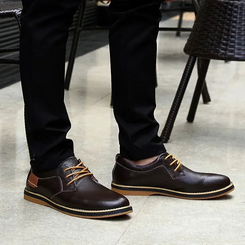 Men Oxfords Genuine Leather Dress Shoes Brogue Lace Up Italian Mens Casual Shoes Luxury Brand Moccasins Loafers Plus Size 38-48