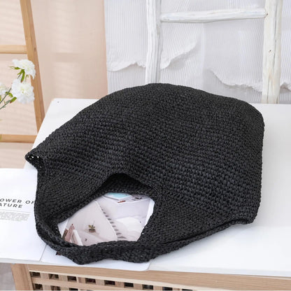 Casual Hobos Large Capacity Straw Women Shoulder Bags Designer Paper Weave Handbags Simple Handmade Summer Beach Big Tote Bag