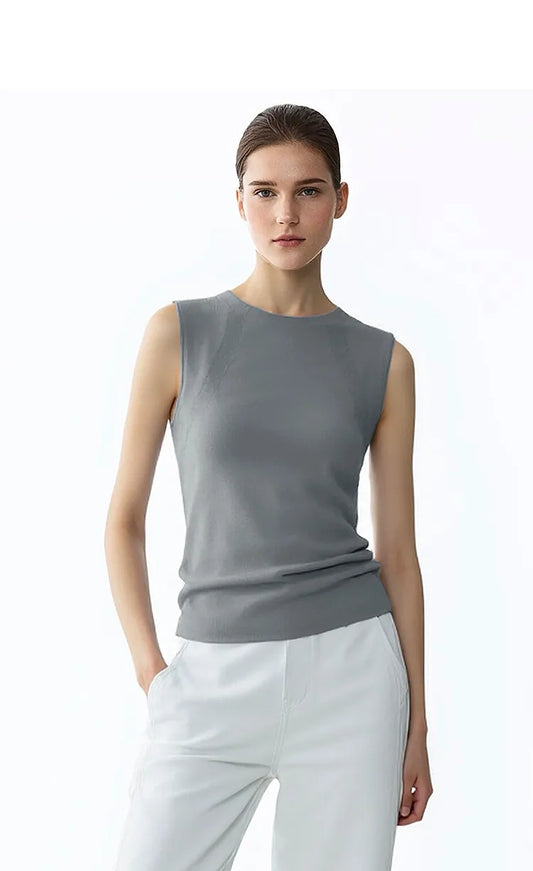 Women's Tank Top 2026 Summer New Round Neck Basic Solid Color Cami Slim Fit Versatile Sleeveless Vest Top female 12642039