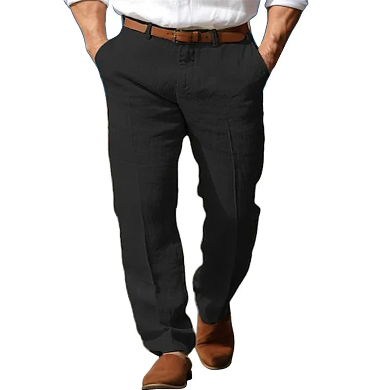 Men's Formal Linen Summer Pants Straight Tube Solid Color Comfortable Breathable Formal Business Fashion Basic Style