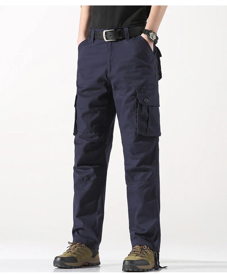Male Cargo Pants Tactical Cotton Overalls Outdoor Utility Work Trousers Relaxed Fit Big Size Hombre Clothing