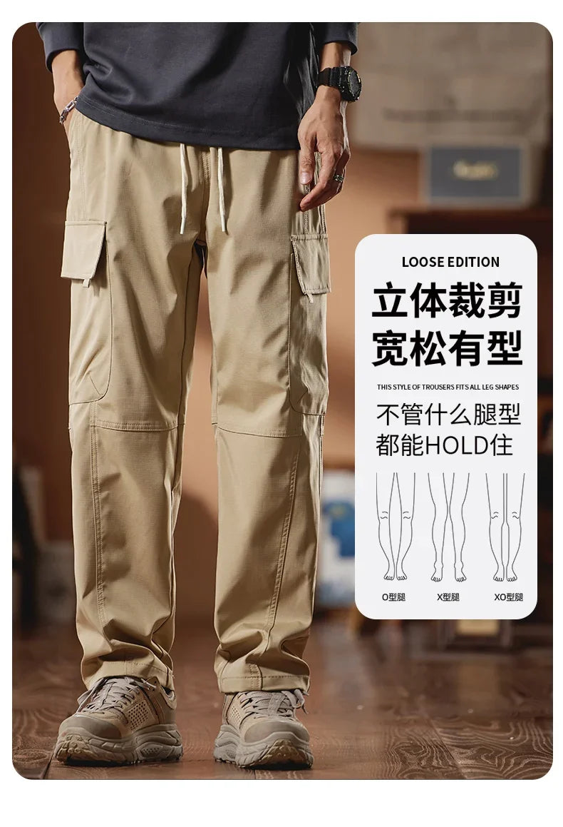 New in Tall Men Cargo Pants Elastic Waist Extra Long Length 115cm Male Waterproof Trousers Lengthened Slim Thin Leg 190cm 200 Cm