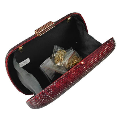 Burgundy Crystal Evening Bags and Clutches for Women Formal Party Rhinestone Handbags Wedding Clutch Purse
