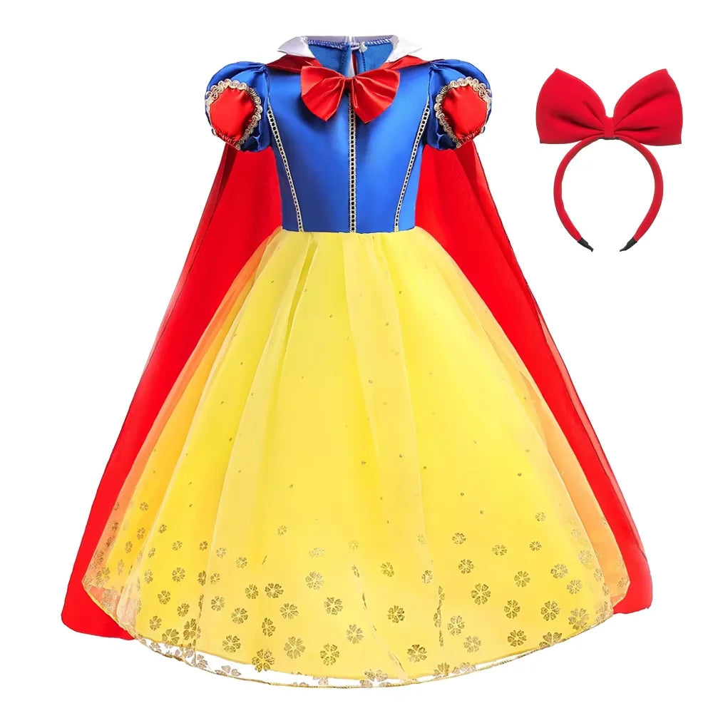 Deluxe Snow White Gown Set with Accessories Princess Costume Fairy Cosplay for Girls Kids Toddler Carnival Party Vestido