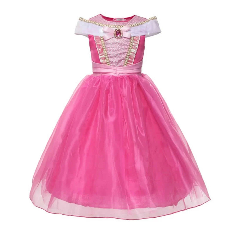 Girls Princess Dress Kids Elsa Anna Snow White Aurora Belle Rapunzel Peach Halloween Costume Children Birthday Party Clothes
