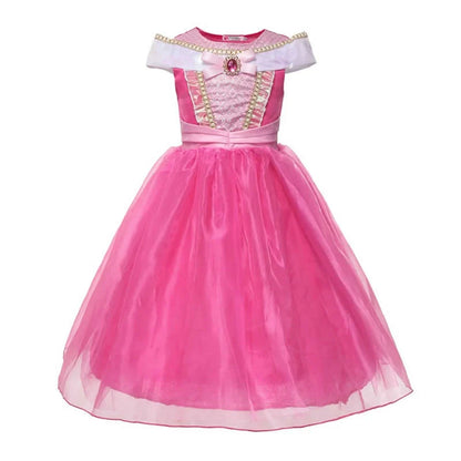 Girls Princess Dress Kids Elsa Anna Snow White Aurora Belle Rapunzel Peach Halloween Costume Children Birthday Party Clothes