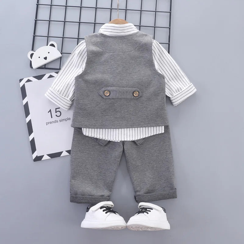 Spring Autumn Fashion Baby Clothes Suit Children Boys Vest Shirt Pants 3Pcs/Sets Infant Clothing Toddler Costume Kids Tracksuits