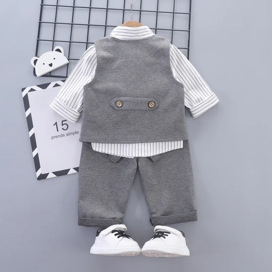 Spring Autumn Fashion Baby Clothes Suit Children Boys Vest Shirt Pants 3Pcs/Sets Infant Clothing Toddler Costume Kids Tracksuits