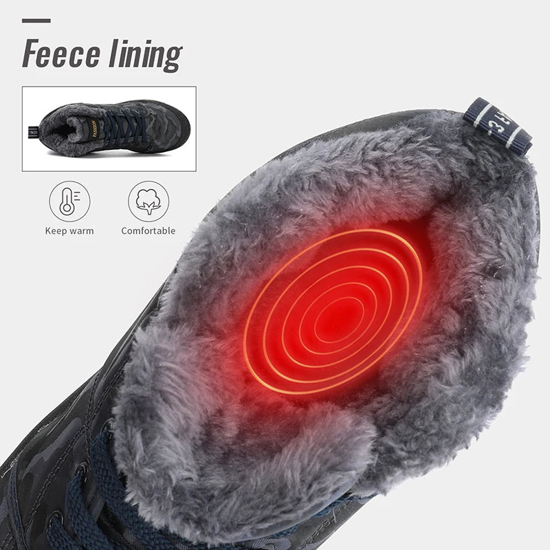 Men Winter Snow Boots Super Warm Men Hiking Boots Waterproof Men's Boots Outdoor Sneakers Non-slip Rubber Men's Work Ankle Boots