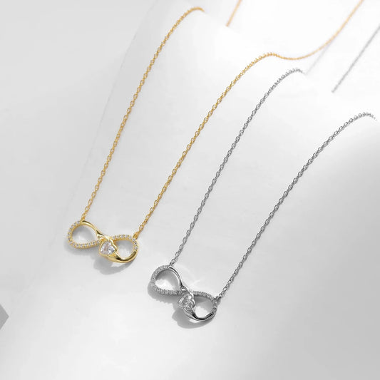 925 Sterling Silver Infinite Love Necklace Romantic Embrace Heart Pendant Link Chain For Women Anniversary Jewelry Gifts
