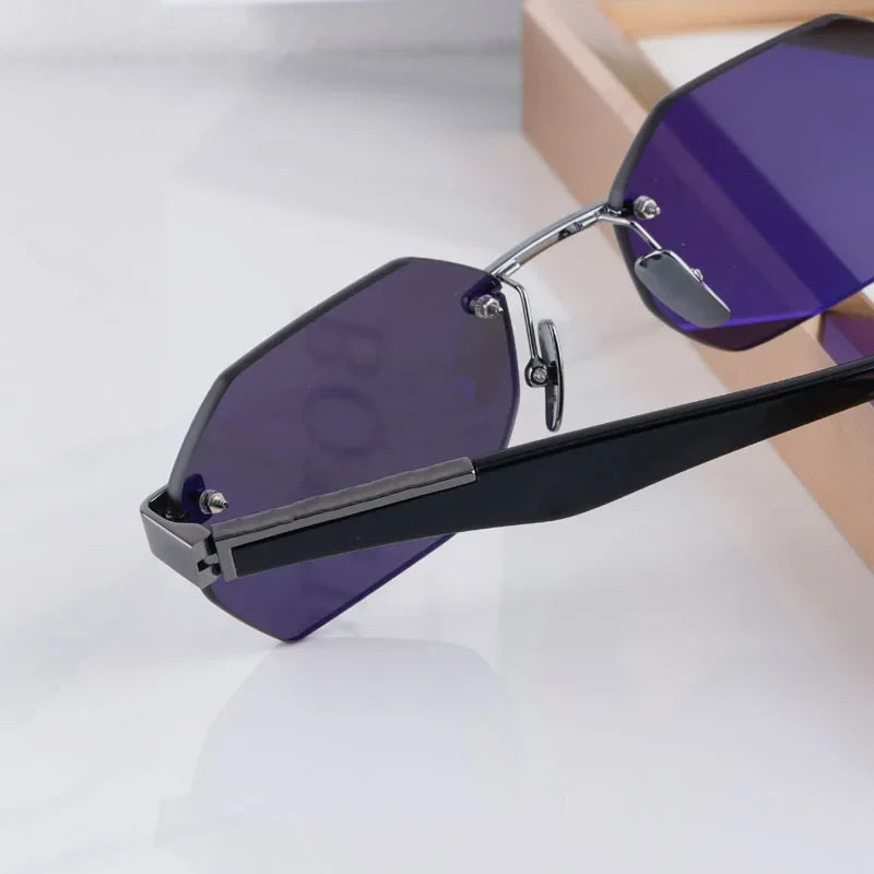 Designer Rimless Sunglasses THE AMAN I Irregular for Men Women Alloy Luxury Germany Brand Design High Quality UV400 with Case