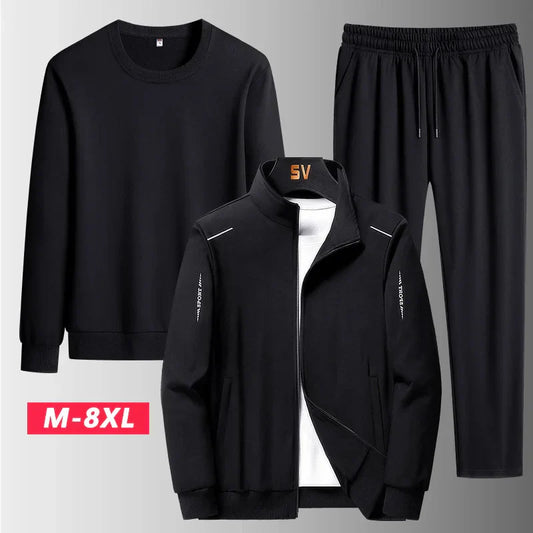 Male Casual Loose Sets Jacket+Pant+sweatshirts 3 Piece Men Set Tracksuits Men Gym Plus Size Sportswear Spring Autumn Men Sets