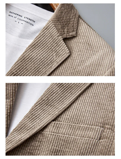 Autumn Winter 2025 New Korean Version of Fashion Handsome Men Young Slim Casual Corduroy Suit Cotton Corduroy Suit Jacket  M-4XL