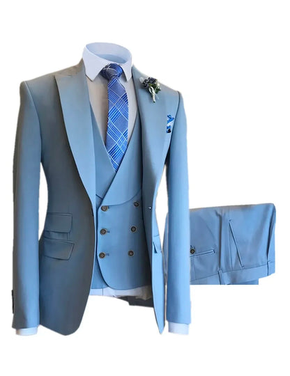Men Suits Slim Fit Shawl Lapel Wool Tweed Prom Grey Formal Tuxedos Wedding Groomsmen Brown 3 Pieces (Blazer+Vest+Pants)
