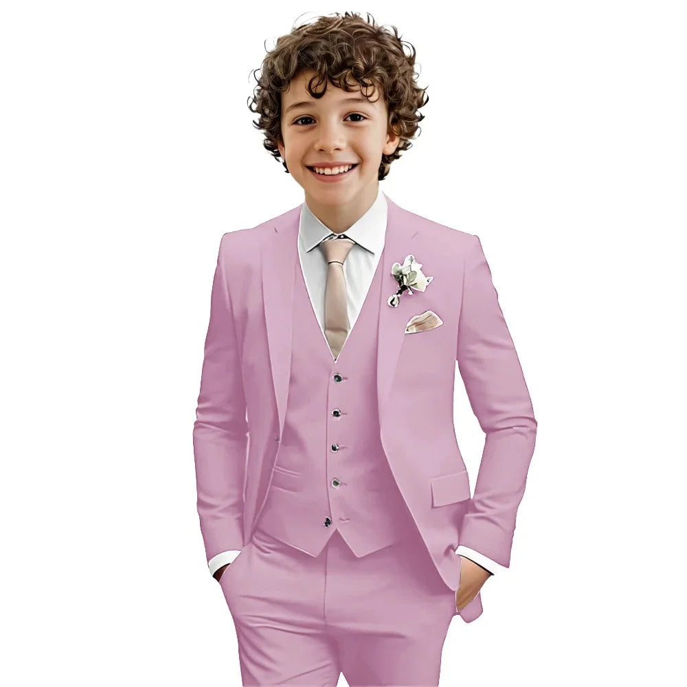 Multi-colors Boys Suit Set 3 Pieces Formal Outfit For Wedding Elegant Notched Lapel Kids Slim Fit Suits Party Tuxedo 2-20T