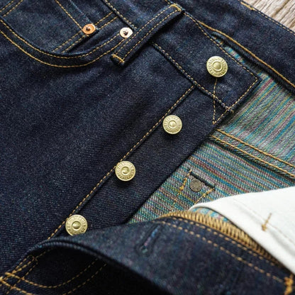 Mens Jeans Rainbow Sanforized Selvedge Denim Jeans Man Python Skin Labels Regular Fit 14 Oz