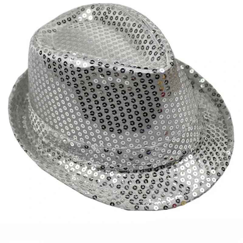 British Top Jazz Hat Bucket Hat Men Women Stage Performance Sequin Hat Shining Christmas Fedoras Party Parent  Hat Hollween