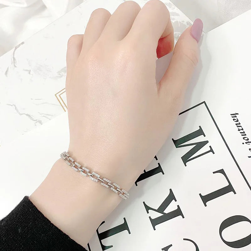 Luxury Designer Tank Chain Moissanite Bracelet for Women Party Wedding Fine Jewelry S925 Sterling Silver Diamond Bracelets