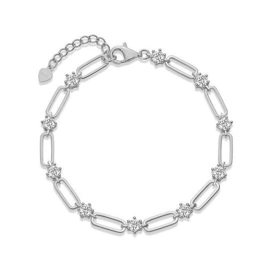 Bracelets en moissanite ronde pour femmes hommes, diamants de laboratoire DVVS1, chaîne réglable en argent sterling 925, bijoux
