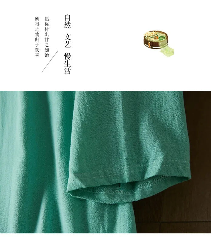 Embroidery Ethnic Style Fashion Clothes Vintage Cotton Linen Streetwear Harajuku Chinese Style Summer Dress for Women Clothing