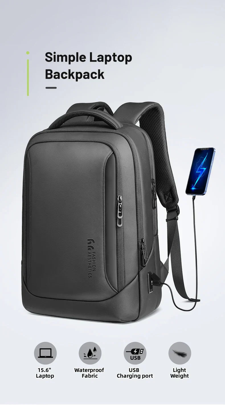 Men's Designer Laptop Bag Waterproof School Bags for College Boys Male Business Sports Travel Backpack Men With USB Charging