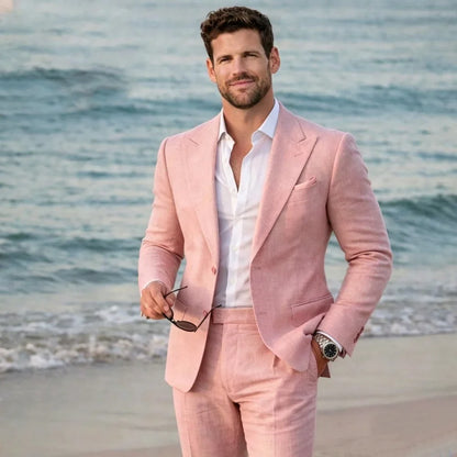 Linen Summer Suit Separates for Men 2 Pieces Wedding Groom Tuxedo Custom Blazer with Pants for Beach Destination Party 2026