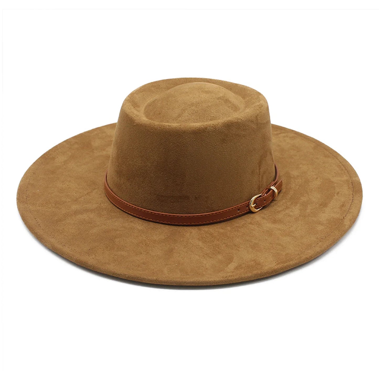 Men Women Felt Fedora Hat Stylish Decorative Belt Design Panama Hat Wide Brim Jazz Cap
