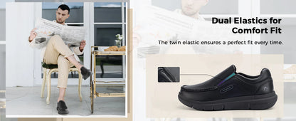 Men's Shoes Wide Width Leather Slip-On Casual Shoes Lightweight For Swollen Feet with Arch Support Pain Relief