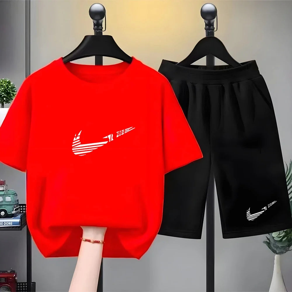 Children Set white T-shirt Short-Sleeved+Shorts Boy Girl Toddler 3-12Years Casual Sports Brand cool Fashio Clothes Summer
