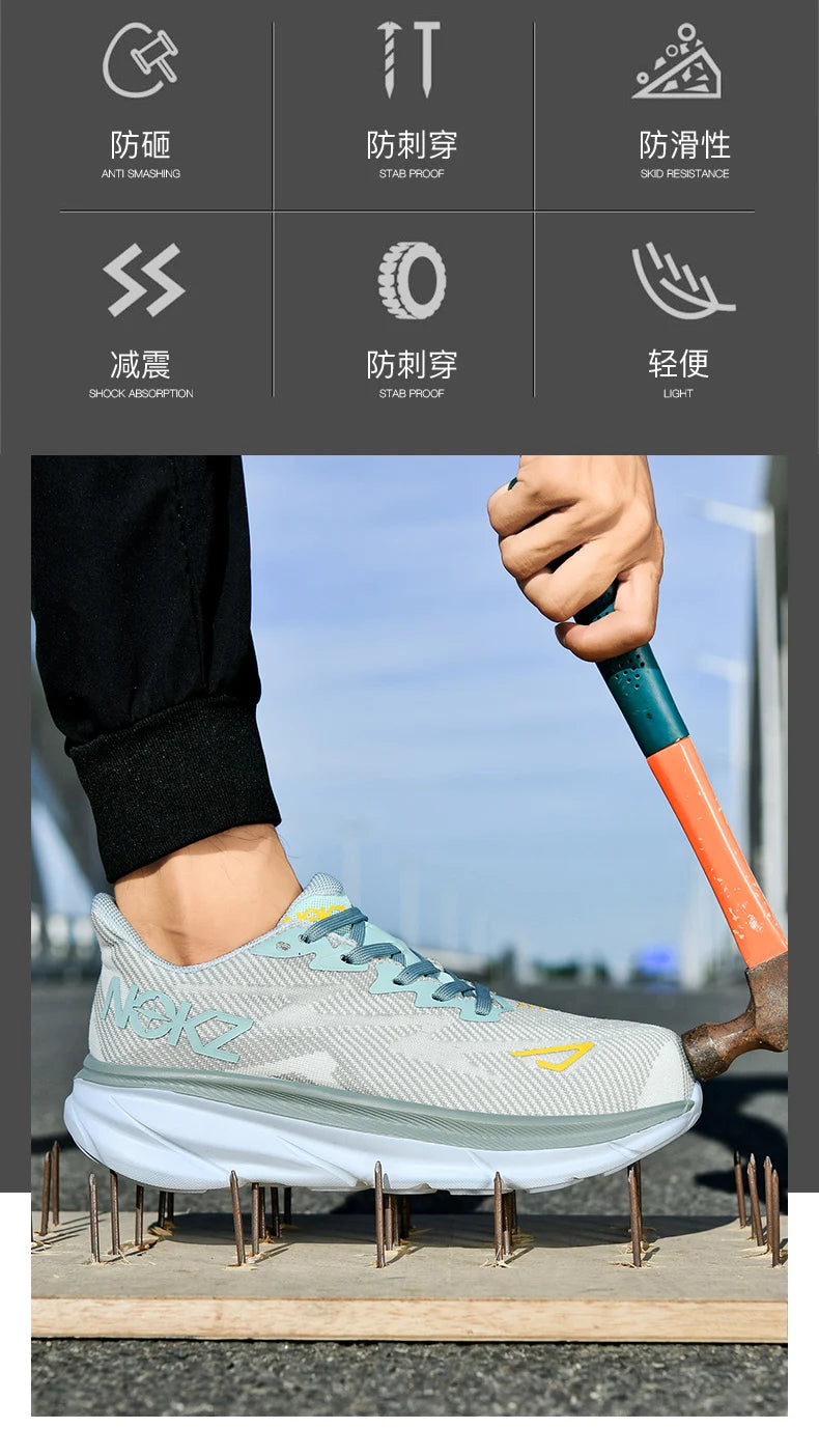 NEW Lightweight Safety Shoes Men Steel Toe Sneakers Anti-puncture Proof Breathable Work Safety Boots Man Comfortable Work Shoes