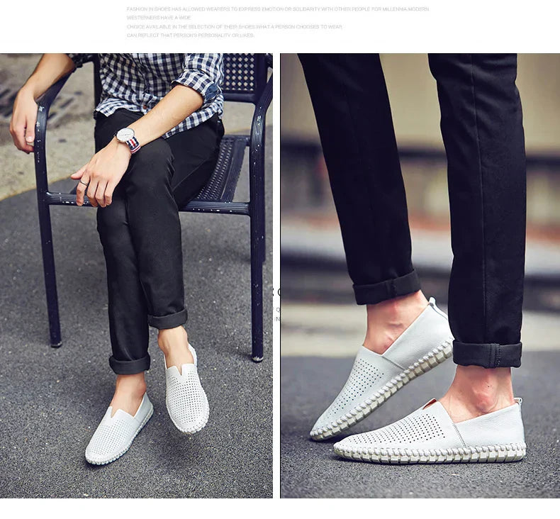 Fashion Men's Driving Shoes Handmade Leather Men Loafers Soft Breathable Men's Casual Shoes