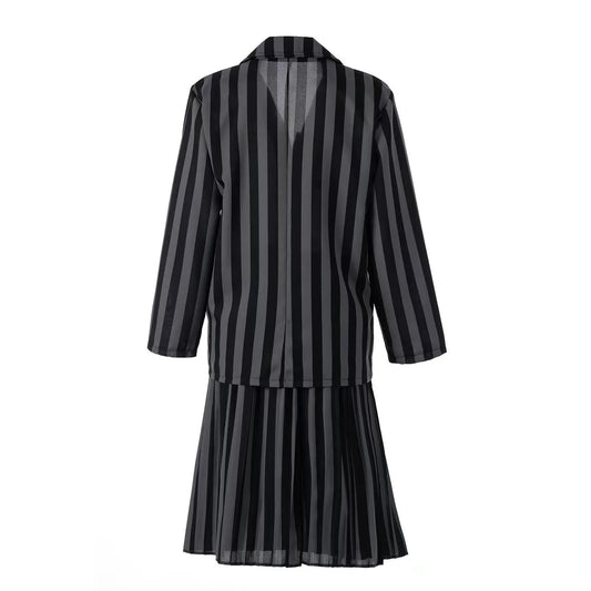 Girls Costumes Kids Black Striped Uniform Suit Birthday Party Halloween Cosplay Dresses For Kids