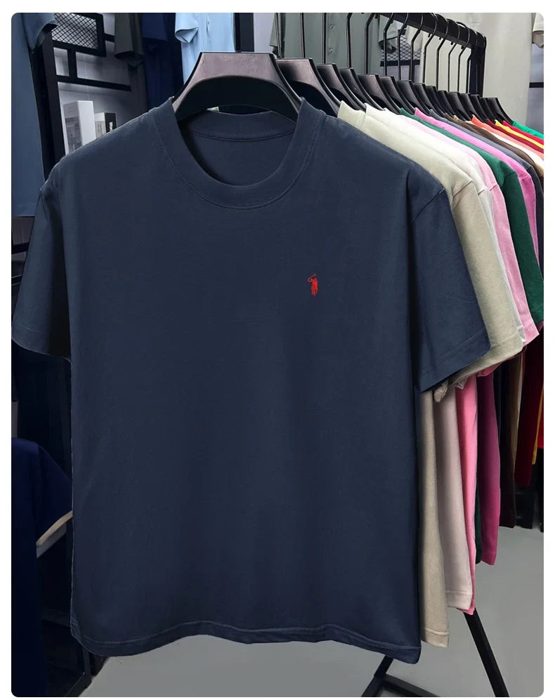 100% cotton men's short sleeve T-shirt fashion brand Paul Pony embroidery summer new high-end comfortable casual round neck top