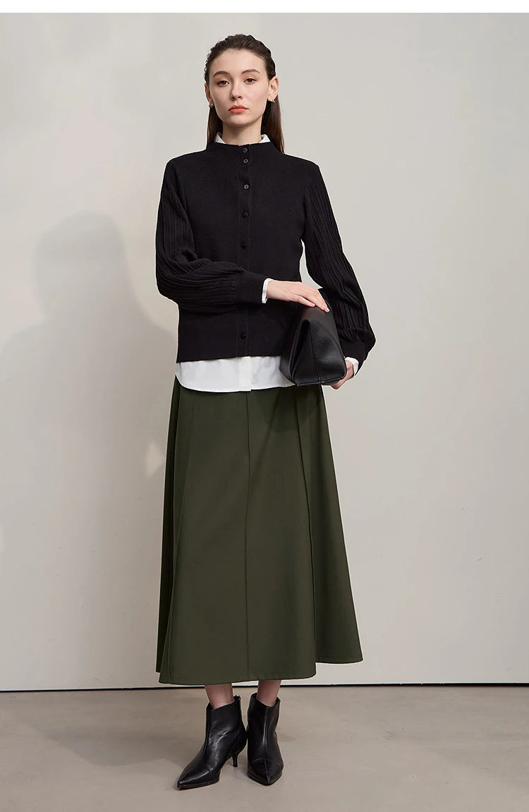 Women's Skirt 2025 Spring New Minimalist Solid Color Loose Skirts For Women Medium To Long Versatile A-shaped Skirt12524019