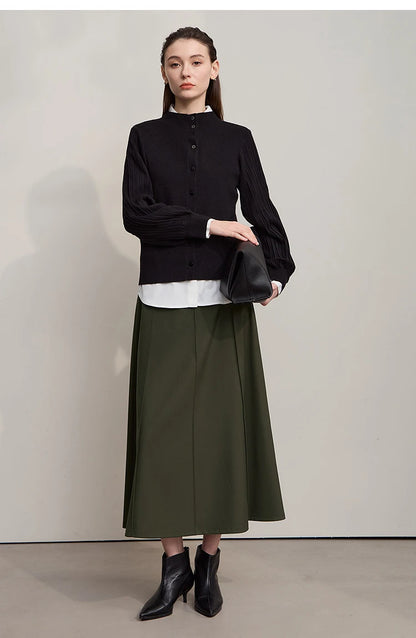 Women's Skirt 2025 Spring New Minimalist Solid Color Loose Skirts For Women Medium To Long Versatile A-shaped Skirt12524019