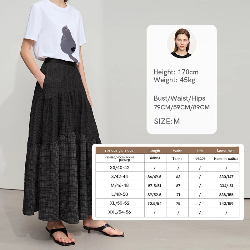 Minimalist Casual Halter Skirt Women 2025 Summer New Office Lady Solid Color Pockets Loose A line Cake Long Skirt 12542072