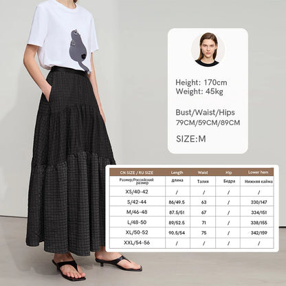 Minimalist Casual Halter Skirt Women 2025 Summer New Office Lady Solid Color Pockets Loose A line Cake Long Skirt 12542072