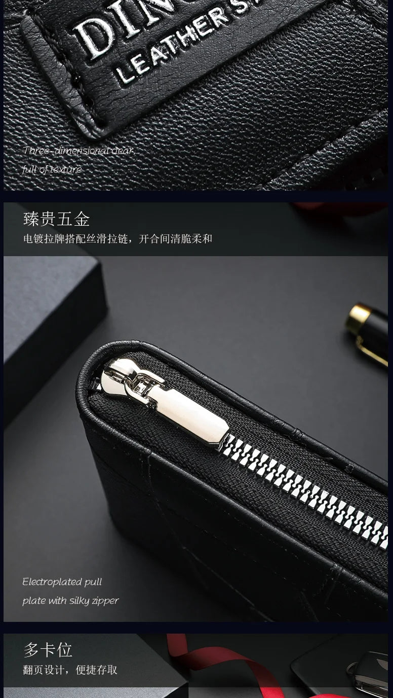New style wallet for men and women, long single zipper handbag, fashionable and retro patchwork, large capacity purse, loose cha