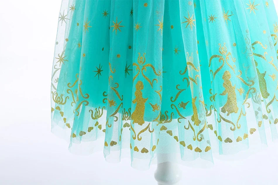 Girl Halloween Princess Dress Aladdin Magic Lamp Jasmine Dress Girl Fancy Mesh Ball Gown Childrens Day Gifts Carnival Costume